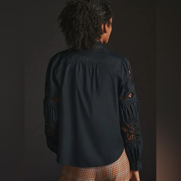 🍁🍂 NWT Anthropologie Cutwork Peasant Blouse Sz M - Picture 2 of 7